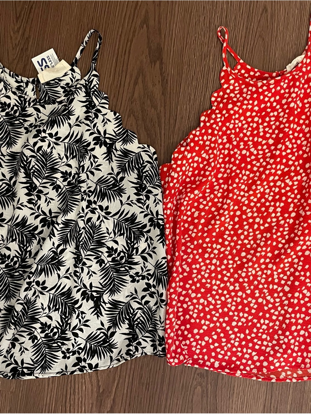 Black & White Leaf Print Tank Top and Red Heart Print Tank